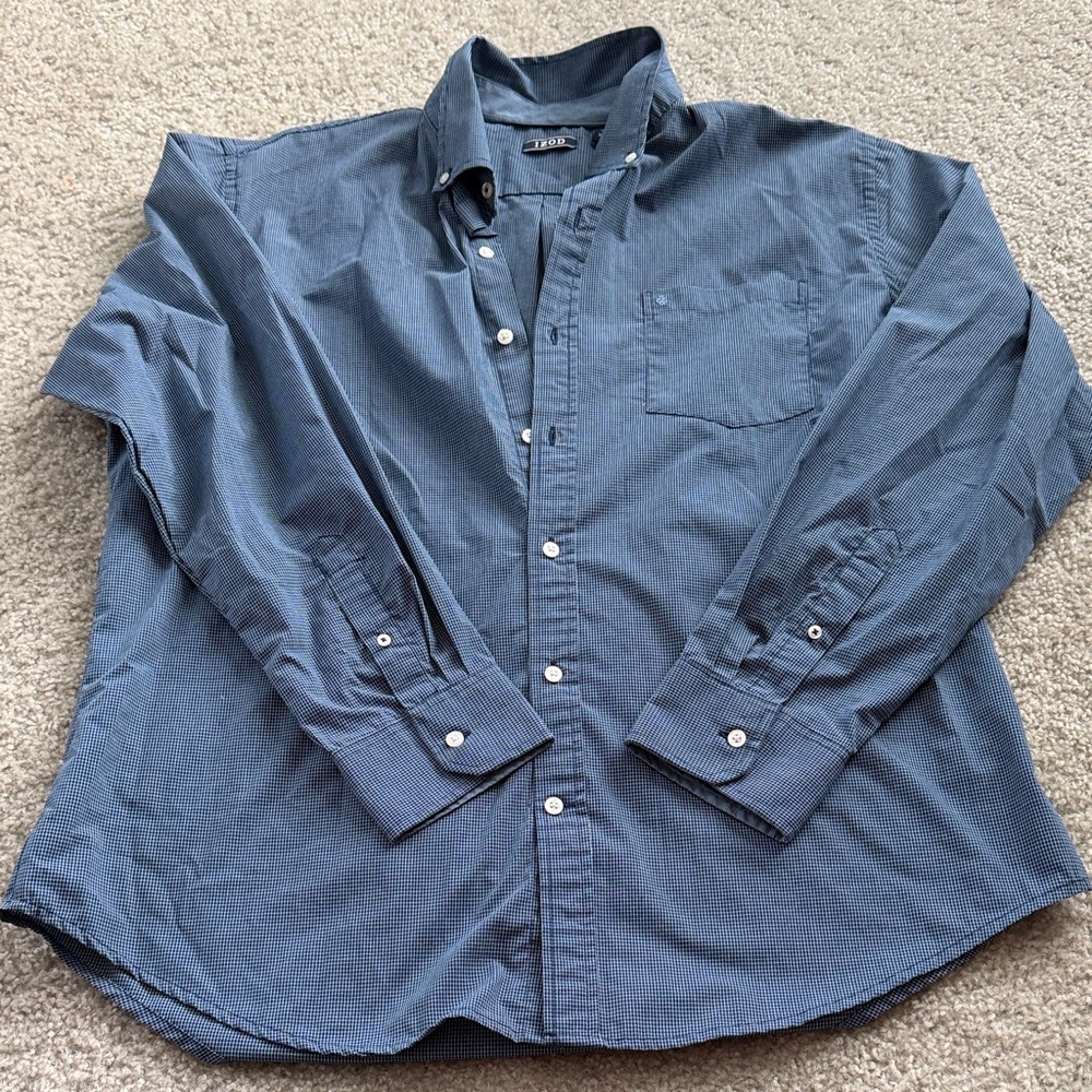 Izod Casual Blue Button-Down Shirt